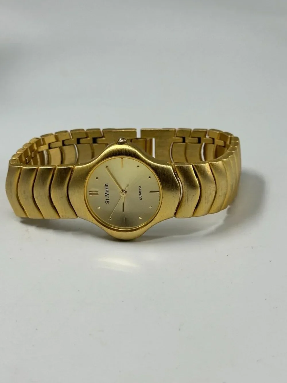 Vintage St. Marin Women Watch Matte Gold Tone Bracelet 30MM Dial New Battery